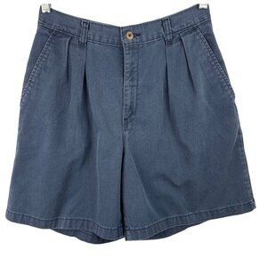 Duck Head Chino Shorts Pleated Navy Blue Cotton Women Missy Size 8 Vintage